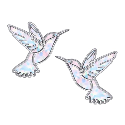 DAYLINLOVE Kolibri Ohrringe 925 Sterling Silber Weißes Opal Hummin Bird Ohrstecker Kolibri Schmuck Geschenke für Damen Frauen Mädchen Mutter Kolibris Liebhaber von DAYLINLOVE
