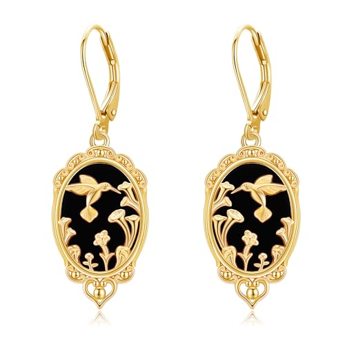 DAYLINLOVE Kolibri Ohrringe 925 Sterling Silber schwarz Onyx Kolibri Schmuck Geschenke für Frauen Mutter Geburtstag von DAYLINLOVE