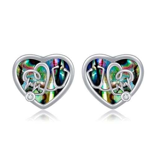 DAYLINLOVE Krankenschwester Geschenke 925 Sterling Silber Abalone Shell Herz Stethoskop Krankenschwester Stud Ohrringe Krankenschwester Schmuck Geschenke für Frauen Krankenschwester Medizinstudent von DAYLINLOVE