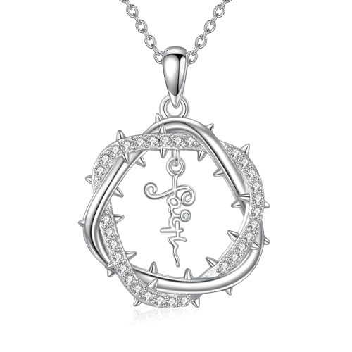 DAYLINLOVE Krone der Dornen Halskette 925er Sterlingsilber Glauben Jesus Krone der Dornen Anhänger Halsketten Glaubensschmuck Geschenk für Frauen von DAYLINLOVE