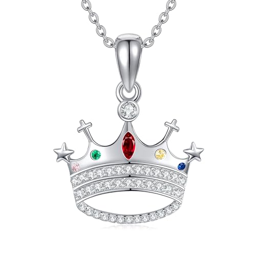 DAYLINLOVE Kronen Kette 925er Sterling Silber Halsmit Kronen Anhänger Kronen Schmuck Geschenke für Damen Frauen Mädchen von DAYLINLOVE
