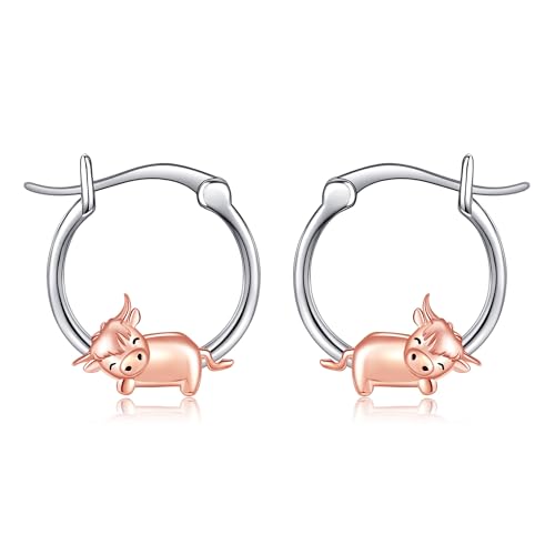 DAYLINLOVE Kuh Ohrringe 925 Sterling Silber Highland Kuh Ohrringe Nette Tier Schmuck Geschenke für Frauen von DAYLINLOVE