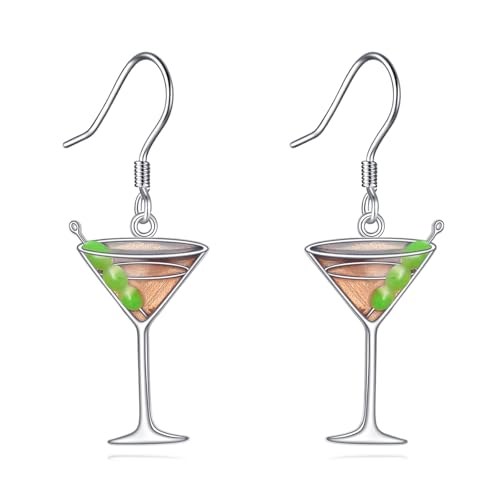 DAYLINLOVE Martini Ohrringe 925 Sterling Silber Martini Hänger Ohrringe Martini Cocktail Schmuck Geschenke für Frauen Mädchen Freunde von DAYLINLOVE