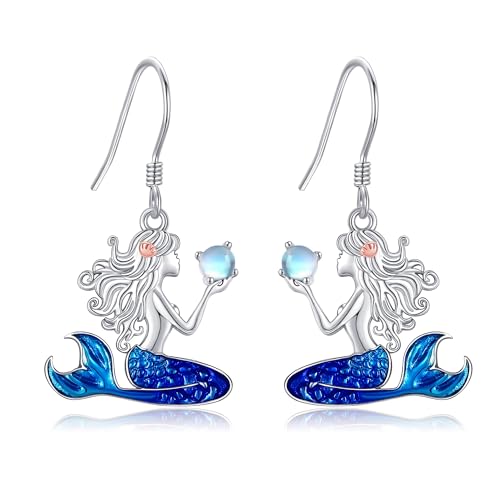 DAYLINLOVE Meerjungfrau Ohrringe 925 Sterling Silber Mondstein Dangle Strand Schmuck Geschenke für Frauen Meerjungfrau Liebhaber Mutter Freunde DAYLINLOVE Meerjungfrau Ohrringe 925 Sterling Silber Mondstein Dangle Strand Schmuck Geschenke für Frauen Meerjungfrau Liebhaber Mutter Freunde von DAYLINLOVE