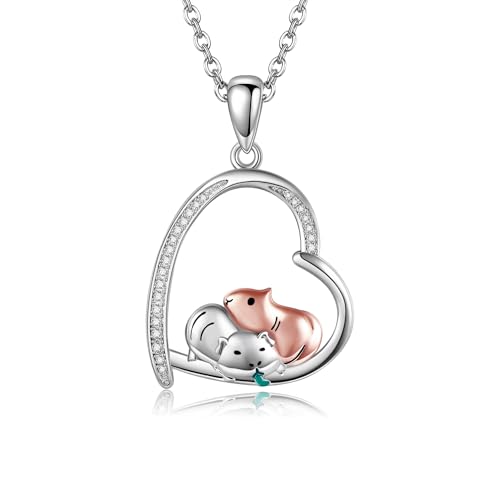 Meerschweinchen Kette Halskette 925 Sterling Silber Meerschweinchen Geschenke Meerschweinchen Anhänger Schmuck für Damen Frauen Schwester Tierliebhaberin von DAYLINLOVE