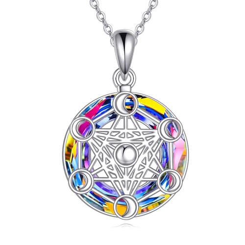 DAYLINLOVE Metatron Cube Halskette 925 Sterling Sliver Kristall Metatron Anhänger Halskette Geometrie Schmuck Geschenke für Frauen Männer von DAYLINLOVE