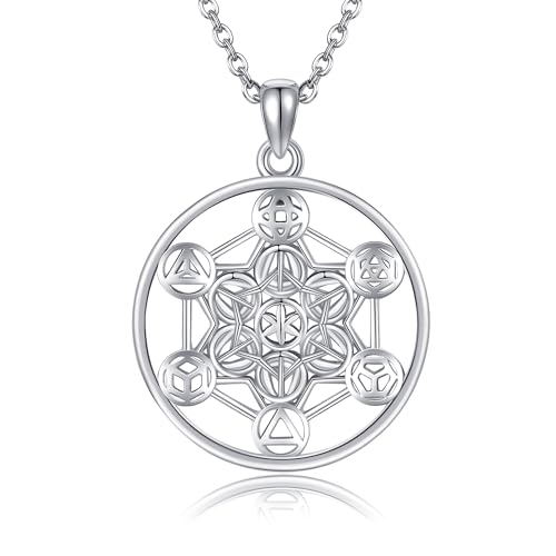 DAYLINLOVE Metatron Halskette 925 Sterling Silber Metatron Würfel Anhänger Halsketten Geometrie Schmuck für Frauen Männer Weihnachts Geschenke von DAYLINLOVE