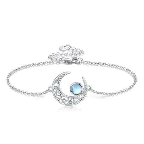 DAYLINLOVE Mond Armband 925 Sterling Silber Mondstein Armband Keltische Mond Halbmond Schmuck Geschenke für Frauen Geburtstag Graduierung von DAYLINLOVE