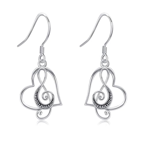 DAYLINLOVE Musik Note Ohrringe 925 Sterling Silber Herz Treble Clef Klavier Musik Note Dangle Ohrringe Musikgeschenke Schmuck für Frauen Muttertag DAYLINLOVE Musik Note Ohrringe 925 Sterling Silber Herz Treble Clef Klavier Musik Note Dangle Ohrringe Musikgeschenke Schmuck für Frauen Muttertag von DAYLINLOVE