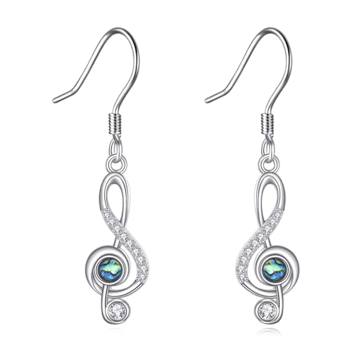 DAYLINLOVE Musik Note Ohrringe S925 Sterling Silber Abalone Shell Musik Note Ohrringe Schmuck Geschenke für Frauen Mom Musiker von DAYLINLOVE