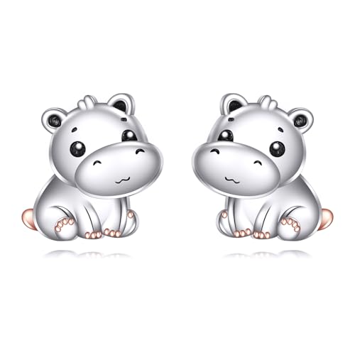 DAYLINLOVE Nilpferd Ohrstecker 925 Sterling Silber Nilpferd Ohrringe Hypoallergener Tierschmuck Geschenk für Frauen von DAYLINLOVE