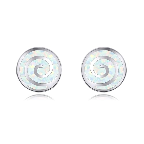 DAYLINLOVE Opal Ohrringe 925 Sterling Silber Spiral Hoop Stud Ohrringe Opal Schmuck Geschenke für Frauen Mädchen von DAYLINLOVE