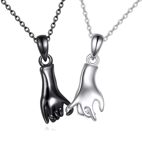 DAYLINLOVE Paar Halskette 925 Sterling Silber Pinky Versprechen Passende Halskette Jubiläum Valentinstag Schmuck Geschenke für Frauen Männer Mann Frau Ihn Ihr von DAYLINLOVE
