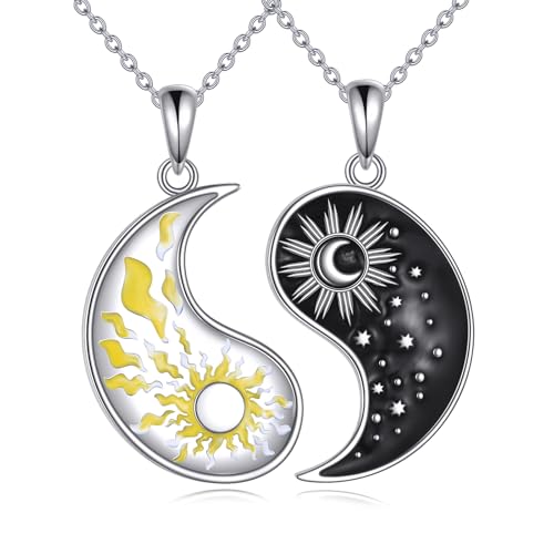 DAYLINLOVE Paar Halskette 925 Sterling Silber Yin Yang Design für Sie und Ihn Geschenk für Frauen und Männer von DAYLINLOVE