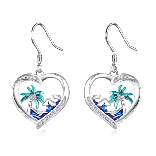DAYLINLOVE Palmen Ohrringe 925 Sterling Silber Hawaii Ohrringe Palmen Schmuck Geschenk für Frauen Mädchen von DAYLINLOVE