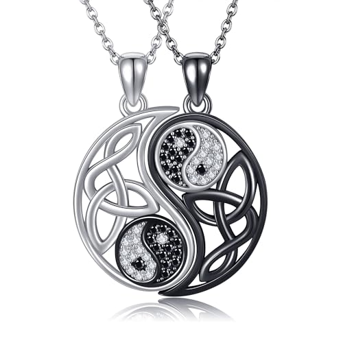 Passende Kette für Vater 925 Sterling Silber Yin Yang Paare Anhänger Halsketten Set Jahrestag Valentinstag Paare Schmuck Geschenke für Damen Frauen Mädchen Männer Ehemann Ehefrau Er Sie von DAYLINLOVE