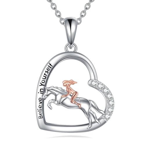 DAYLINLOVE Pferde Geschenke 925 Sterling Silber Pferde Hängende Halskette Pferde Schmuck für Damen Mädchen Pferde Liebhaber von DAYLINLOVE