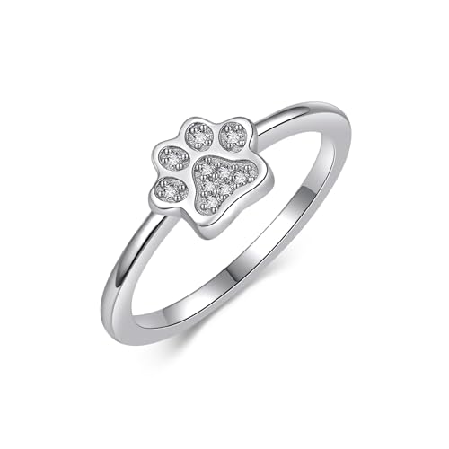 Pfote Ring 925 Sterling Silber Hund Katze Pfoten Ringe Pfote Schmuck Geschenke für Damen Frauen Mädchen Katzen Hunde Liebhaber (Größe 7) von DAYLINLOVE