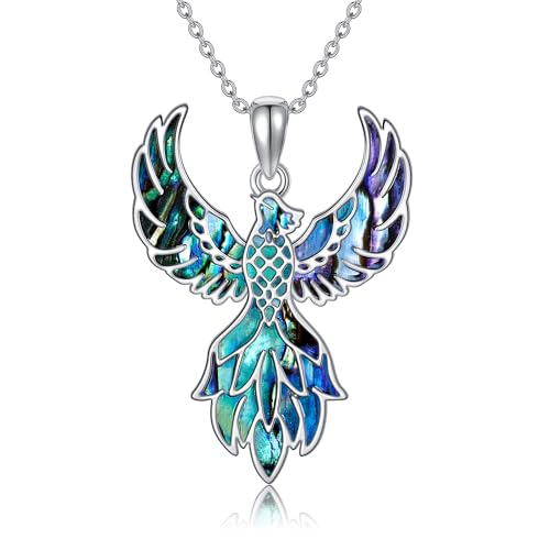 DAYLINLOVE Phönix Halskette S925 Sterling Silber Abalone Shell Phoenix Anhänger Halskette Phoenix Schmuck Geschenke für Frauen Mom Wife von DAYLINLOVE