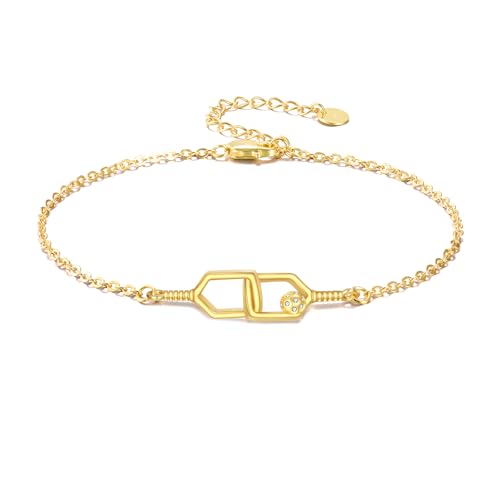 Pickleball Armband S925 Sterling Sliver Pickleball Paddle und Ball Armbänder Sport Schmuck Geschenke für Frauen Pickleball Liebhaber von DAYLINLOVE