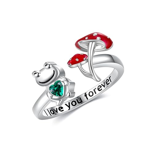 DAYLINLOVE Pilz Frosch Ring 925 Sterling Silber verstellbarer Tierring Schmuck für Frauen DAYLINLOVE Pilz Frosch Ring 925 Sterling Silber verstellbarer Tierring Schmuck für Frauen von DAYLINLOVE