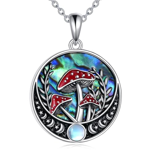 DAYLINLOVE Pilze Halskette 925 Sterling Silber Pilze Hängende Halskette Pilze Schmuck Geschenk für Frauen Mädchen Pilze Liebhaber von DAYLINLOVE