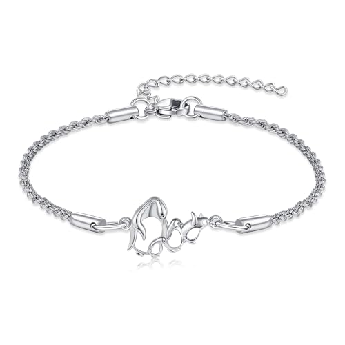Pinguin Armband 925 Sterling Silber Pinguin Familie Armbänder Ozean Meerestier Pinguin Schmuck Geschenke für Damen Männer Frauen Mädchen Mutter Pinguin Liebhaber von DAYLINLOVE