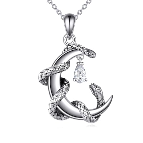 DAYLINLOVE Schlange Halskette 925 Sterling Silber Schlange mit Mond Anhänger Halskette Gotische Schmuck Geschenke für Frauen DAYLINLOVE Schlange Halskette 925 Sterling Silber Schlange mit Mond Anhänger Halskette Gotische Schmuck Geschenke für Frauen von DAYLINLOVE