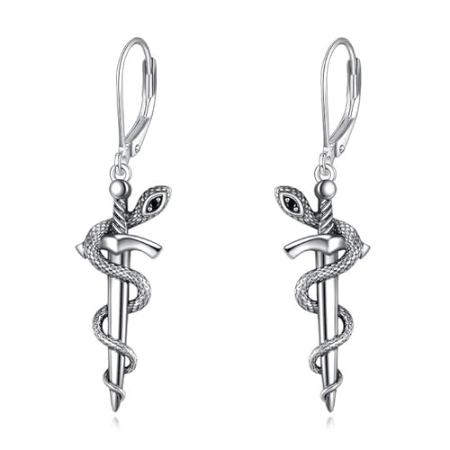 DAYLINLOVE Schlange Ohrringe 925 Sterling Silber Schwert Ohrringe Gotischer Schmuck für Frauen Männer von DAYLINLOVE