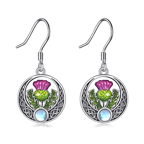 DAYLINLOVE Schottischer Distel Ohrring 925 Sterling Silber Schottischer keltischer Knoten Ohrring Schottischer Distel Schmuck für Frauen von DAYLINLOVE