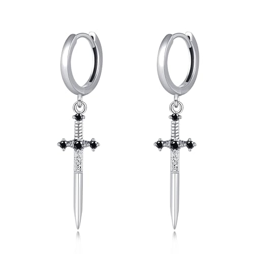 DAYLINLOVE Schwert Ohrringe 925 Sterling Silber Dolch Keltische Knoten Dangle Drop Ohrringe Gotische Schmuck Geschenke für Frauen Männer von DAYLINLOVE