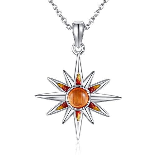 DAYLINLOVE Sonne Halskette für Frauen S925 Sterling Silber Cat's Eye Anhänger Halskette Sonne Schmuck für Frauen Geburtstag Geschenke von DAYLINLOVE