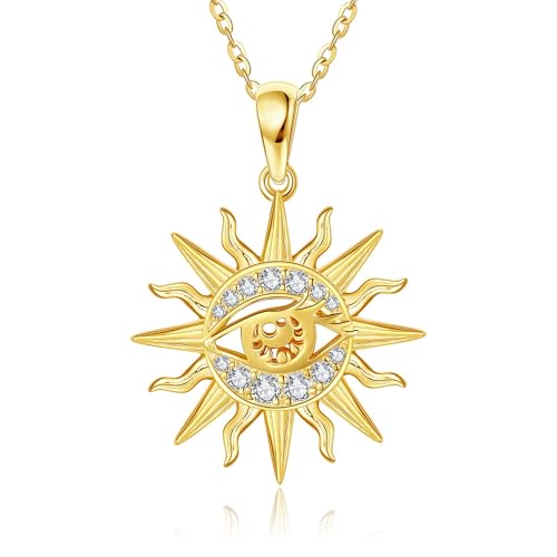 DAYLINLOVE Sonnen Kette 925er Sterling Silber Halsmit Sonnen Sonnenschein Anhänger Sommer Strand Inspiration Schmuck Geschenke für Damen Frauen Mädchen von DAYLINLOVE