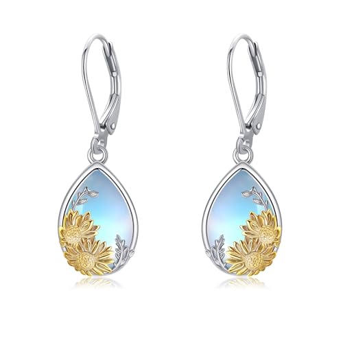 DAYLINLOVE Sonnenblume Ohrringe 925 Sterling Silber Mondstein Dangle Drop Ohrringe Sonnenblume Schmuck Geschenke für Frauen DAYLINLOVE Sonnenblume Ohrringe 925 Sterling Silber Mondstein Dangle Drop Ohrringe Sonnenblume Schmuck Geschenke für Frauen von DAYLINLOVE