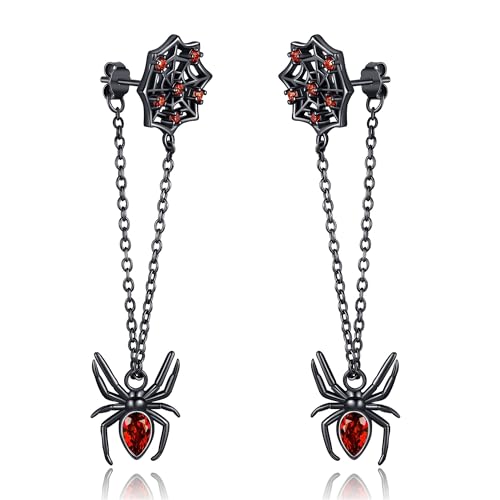 DAYLINLOVE Spinnen-Ohrringe 925 Sterling Silber Schwarz Spinnennetz Ohrringe Gothic Ohrringe Halloween Schmuck Geschenke für Frauen Spinne Liebhaber von DAYLINLOVE