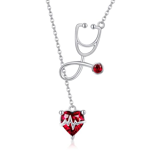 DAYLINLOVE Stethoskop Halskette 925 Sterling Silber Krankenschwester Stethoskop Halskette für Frauen Arzt Medizinstudent Graduierung Schmuck Geschenke von DAYLINLOVE