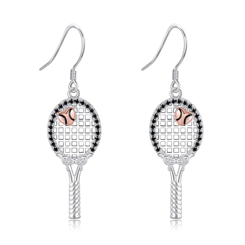 DAYLINLOVE Tennis Ohrringe 925 Sterling Silber Filigraner Tennisball Hängend Ohrhänge Jubel am Spieltag Schmuck Jahrestag Geschenk für Damen Mädchen Frauen Mutter Tennisliebhaber von DAYLINLOVE
