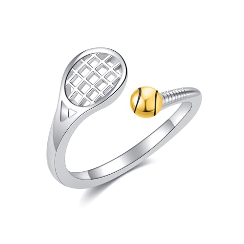 DAYLINLOVE Tennis Schläger Ring 925 Sterling Silber verstellbare Sport Schmuck Geschenke für Frauen Spieler DAYLINLOVE Tennis Schläger Ring 925 Sterling Silber verstellbare Sport Schmuck Geschenke für Frauen Spieler von DAYLINLOVE