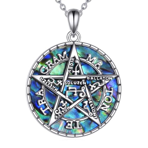 DAYLINLOVE Tetragrammaton Halskette 925 Sterling Silber Abalone Shell Tetragrammaton Amulet Anhänger Halskette Hexenschmuck Geschenke für Frauen von DAYLINLOVE