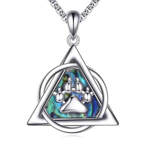 DAYLINLOVE Therian Halskette 925 Sterling Silber Abalone Shell Therian Paw Print Anhänger Therian Stolz Symbol Schmuck Geschenk für Frauen Männer von DAYLINLOVE