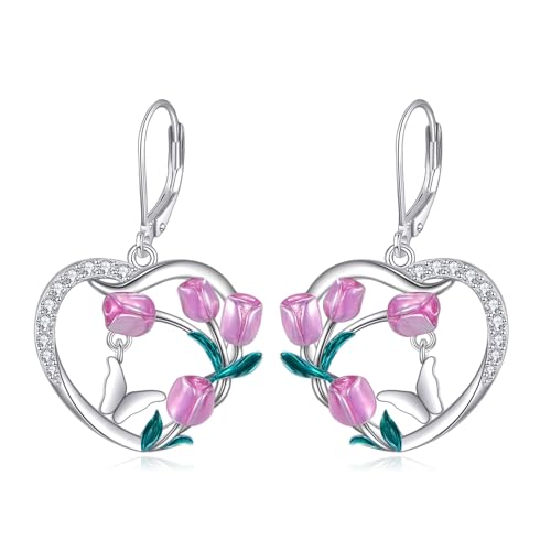 DAYLINLOVE Tulpe Ohrringe 925 Sterling Silber Tulpe Blume Dangle Ohrringe Tulpe Schmuck Geschenke für Frauen Mutter Tulpe Liebhaber DAYLINLOVE Tulpe Ohrringe 925 Sterling Silber Tulpe Blume Dangle Ohrringe Tulpe Schmuck Geschenke für Frauen Mutter Tulpe Liebhaber von DAYLINLOVE