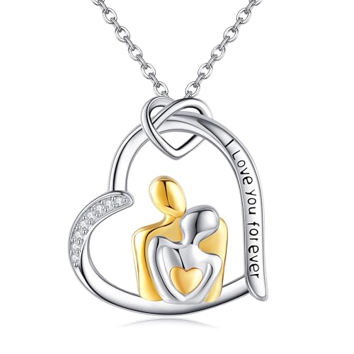 DAYLINLOVE Umarmung Halskette S925 Sterling Silber Umarmung Anhänger Halsketten Herz Paare Halskette Jahrestag Schmuck Geschenke für Frauen Frau Paar ihr von DAYLINLOVE