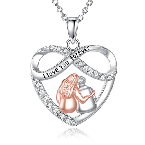 DAYLINLOVE Unendlichkeits Herz Kette 925er Sterling Silber Oma Enkelin Anhänger Halskette Geburtstag Schmuck Geschenke für Damen Mädchen Mama Großmutter von DAYLINLOVE