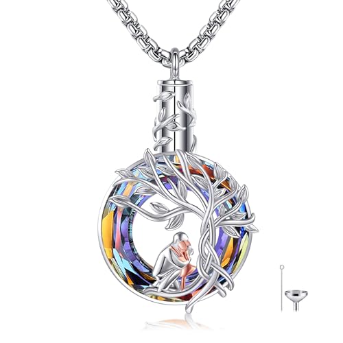 DAYLINLOVE Urne kette für Asche 925er Sterling Silber Vater Tochter Crystal Anhänger Halskette An Meine Tochter Geschenke Einäscherung Memorial Andenken Schmuckgeschenke vom Vater für Damen Frauen von DAYLINLOVE
