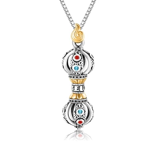 DAYLINLOVE Vajra Dorge Halskette 925 Sterling Silber Religiöser Vajra Anhänger Halskette Buddhismus Amulett Schmuck Geschenk für Männer Frauen von DAYLINLOVE