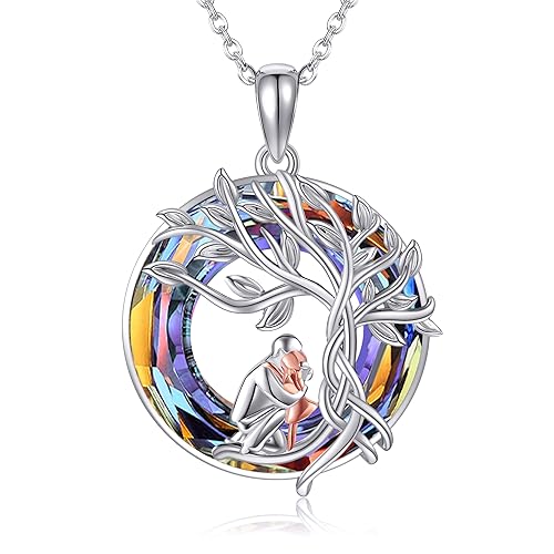 DAYLINLOVE Vater Tochter Kette 925er Sterling Silber Halsmit Anhänger An Meine TochterLebensbaum Anhänger Kristallen Vater Tochter Schmuck Geschenke Von Papa für Tochter Mädchen von DAYLINLOVE