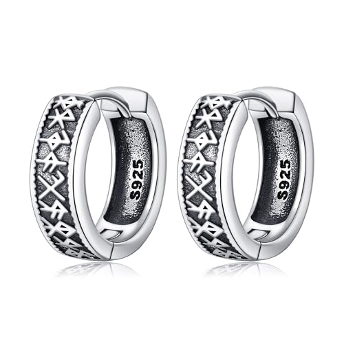 DAYLINLOVE Viking Ohrringe 925 Sterling Silber Viking Rune Hoop Ohrring Viking Schmuck Geschenke für Männer Frauen von DAYLINLOVE