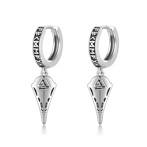 DAYLINLOVE Viking Runen Ohrringe 925 Sterling Silber Norwegischer Rabe Viking Runen Hoop Ohrringe Drop Raven Schmuck Geschenke für Männer Frauen DAYLINLOVE Viking Runen Ohrringe 925 Sterling Silber Norwegischer Rabe Viking Runen Hoop Ohrringe Drop Raven Schmuck Geschenke für Männer Frauen von DAYLINLOVE