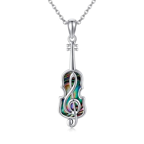 DAYLINLOVE Violine Halskette S925 Sterling Silber Musik Note Anhänger Halskette Violine Schmuck Geschenke für Frauen Männer Musikliebhaber von DAYLINLOVE