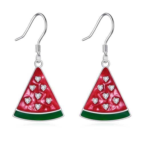 DAYLINLOVE Wassermelonen Ohrringe 925 Sterling Silber Wassermelonen Ohrringe fallen mit Wassermelonen Schmuck Geschenk für Frauen Mädchen Wassermelonen liebhaber von DAYLINLOVE